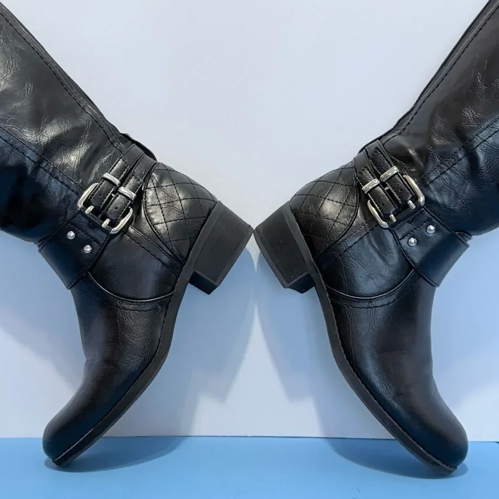 Unisa Women's Black Leather Knee-High Boots Size 6M Style